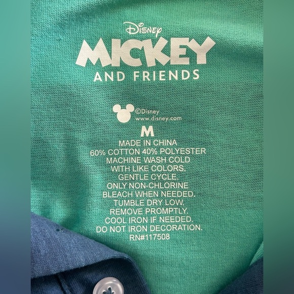 Disney Men's Mickey Mouse Short Sleeve Polo Shirt Blue Size Medium NWOT - Picture 5 of 7